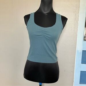 Y2k blue lace cami tank top with scrunch